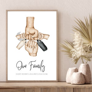 Family Fist Bump Print|Family Hands Print|Fathers|Mothers Day Gift|Present|New Dad|Mum Print|Personalised Family Gift|Family Hands|Pet Paw|