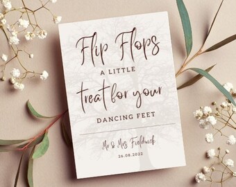 Personalised Flip Flop Wedding Print|Wedding Dancing Shoes Sign|Rustic|Vintage Flip Flop Print|Little Treat for your Dancing Feet Print|Tree