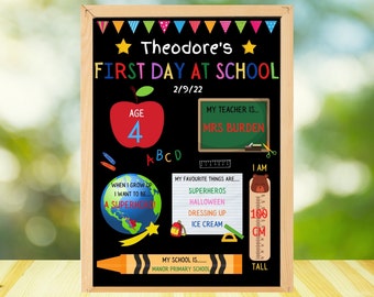First Day of School Print|Back to School Sign|1st Day of School Sign|Chalkboard School|Photo Prop|School Keepsake|School Photo Sign