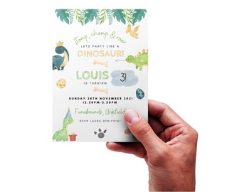 DIGITAL Dinosaur Party Invitations|Cute Dinosaur Birthday Invites|Dino Party|Dinosaur Birthday Print|Watercolour Dinosaur Invitation