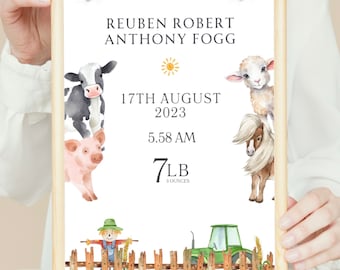 Baby Farmyard Print|New Baby Print|Baby Nursery Print|Farm Animal Decor|Farmyard Animal Print
