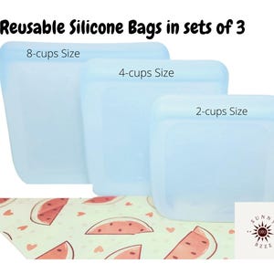 Reusable Platinum Silicone Food Bags set of 3 Blue Bild 2