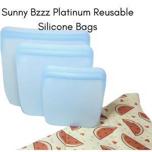Reusable Platinum Silicone Food Bags set of 3 Blue Bild 1