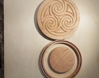 Cherry carved lid basket set 6 inch rim