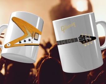 11oz Coffee Mug, Sublimation Template, Gibson 1958 Korina Flying V