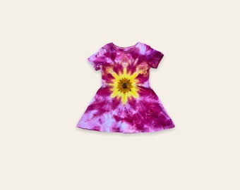 Custom Toddler Tie Dye Sunflower Swing Dress, Made to Order