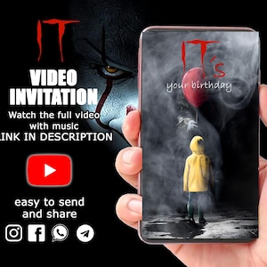 Invitation d'anniversaire de film d'horreur, invitation vidéo d'anniversaire d'halloween, invitation d'anniversaire, carte d'invitation numérique de fête d'anniversaire
