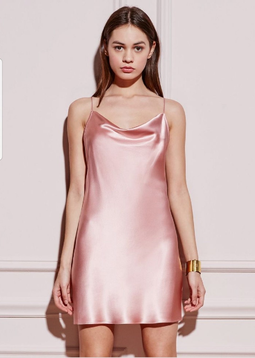 Silk Satin Mini Dress: Backless Low-cut Lined Sheath