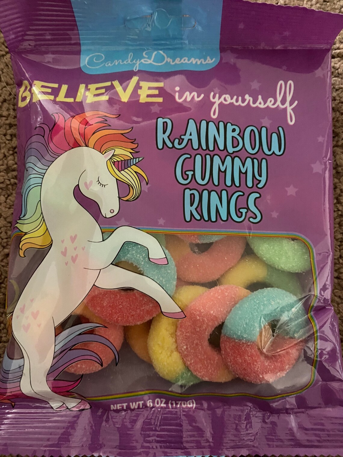 Candy Dreams Rainbow Gummy Rings Unicorn 6oz Etsy