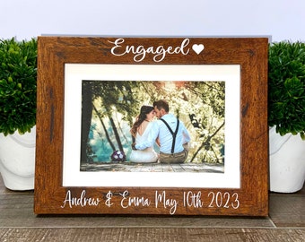 Engaged picture frame, personalized engagement gift, Christmas engagement gift, engagement gift for couple, She said yes