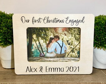 Our first Christmas engaged picture frame, personalized engagement gift, Christmas engagement gift, engagement gift for couple