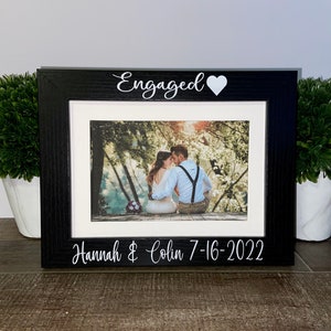 Engagement date picture frame, personalized engagement gift, Christmas engagement gift, engagement gift for couple She said yes