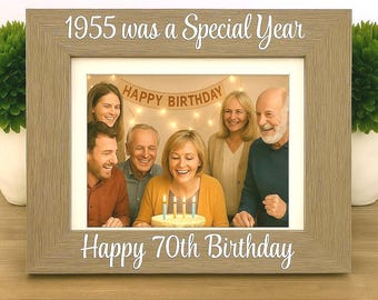 70th Birthday personalized picture frame, 70th birthday gift, 70th picture frame, 70th keepsake, grandma 70th birthday, milestone birthday
