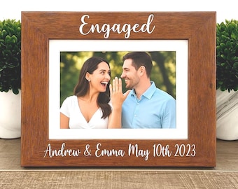 Engaged Engagement personalized picture frame, engagement gift, Christmas engagement gift, engagement gift for couple, She said yes
