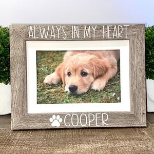 Always in my heart personalized pet memorial picture frame, Dog gift, Pet owner gift, dog memorial gift, dog gift
