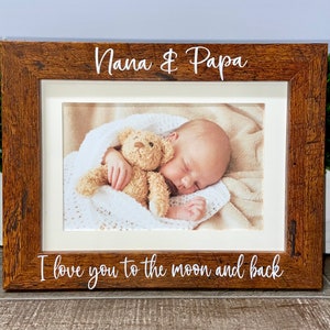 Ich liebe dich bis zum Mond und zurück personalisierter Bilderrahmen, Opa Geschenk, Vatertagsgeschenk, Opa Vatertag, Nana Geschenk, Oma Geschenk