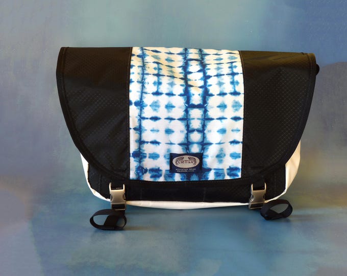 Shibori Print Upcycled Truck Tarp Messenger Bag