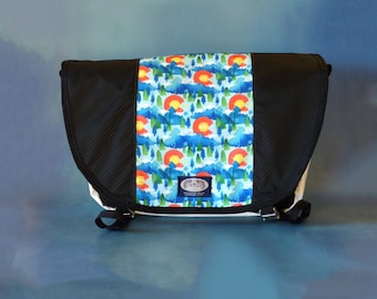 Xlarge Upcycled Messenger Bag: 12 Prints