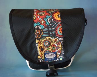 Mexican Sugar Skulls Print Upcycled Truck Tarp Messenger Bag