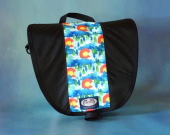 Colorado Splash Print Upcycled Truck Tarp Messenger Bag