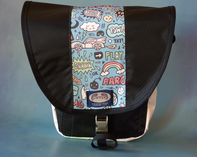 Super Heros Print Upcycled Truck Tarp Messenger Bag
