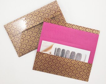 5 Maroon nail strip envelopes and stickers gift set, gift envelopes, color street envelopes, color street labels, money envelopes, labels