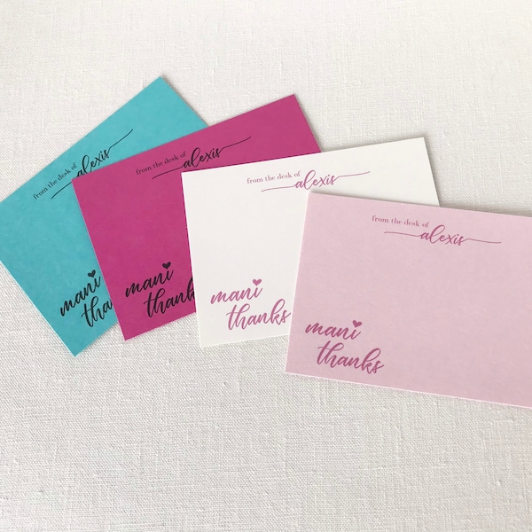 20 Personalized Mani Thanks Cards | Nail Mail Cards | Mani Thanks Notecards