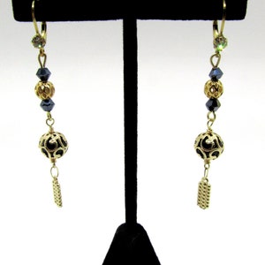 Black and Golden Filigree dangle earrings