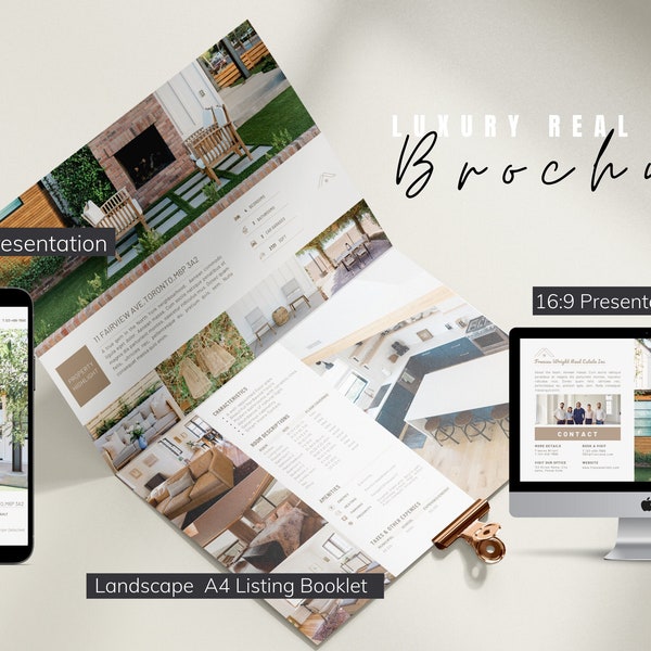 Luxury Real Estate Brochure | Property Listing | Feature Sheet | Canva Template | digital brochure | Mobile Presentation |Editable