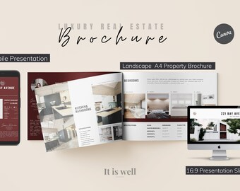 Luxury Real Estate Brochure | Property Listing | Feature Sheet | Canva Template | digital brochure | Mobile Presentation |Editable