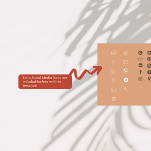 Op de afbeelding: Een verzameling sociale media-iconen in een lichtbruin vierkant. De iconen omvatten Facebook, Instagram, Twitter, Pinterest, LinkedIn, YouTube en meer. De tekst "It is Well" staat in de rechterbovenhoek van de afbeelding.
