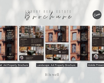Luxury Real Estate Brochure | Property Listing | Feature Sheet | Canva Template | digital brochure | Mobile Presentation | Editable |Realtor
