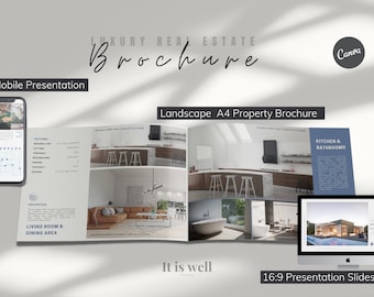 Luxury Real Estate Brochure | Property Listing | Feature Sheet | Canva Template | digital brochure | Mobile Presentation |Editable