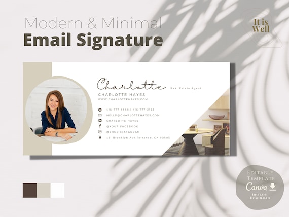 Realtor Email Signature | Minimal & Modern | Gmail | outlook | Real Estate Marketing | Editable Template | Entrepreneur | Business Marketing