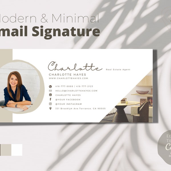 Realtor Email Signature | Minimal & Modern | Gmail | outlook | Real Estate Marketing | Editable Template | Entrepreneur | Business Marketing