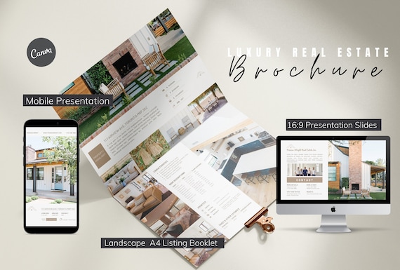 Luxury Real Estate Brochure | Property Listing | Feature Sheet | Canva Template | digital brochure | Mobile Presentation |Editable