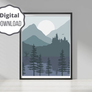 Castle and Mountains | HP Inspired Bookish Wall Art | DIGITAL DOWNLOAD