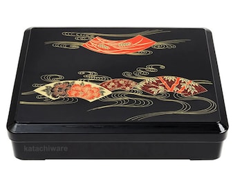 Makunouchi Bento Box, Large with Japanese Fan Design | Katachiware