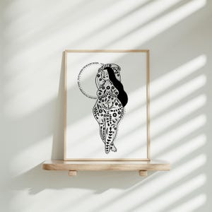 Healing - Black + White Feminine Healing Body Positive Illustration Art Print