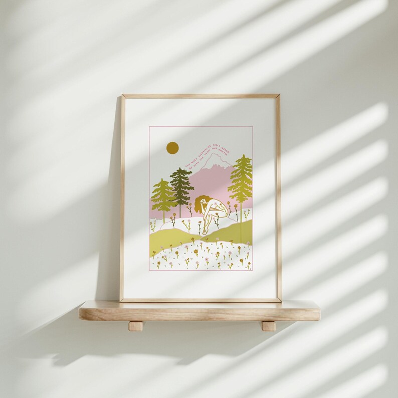 The Trees Green Pink Feminine Flower Forest Nature Lover Illustration