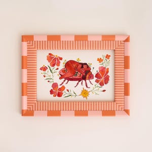 Whimsical Colorful Floral Bug Beetle Art Print  - ‘We Will Change Eachother’