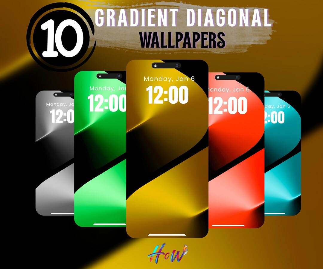 Pack of 10 Gradient Diagonal Wallpapers, Bold Colorful Phone Background ...