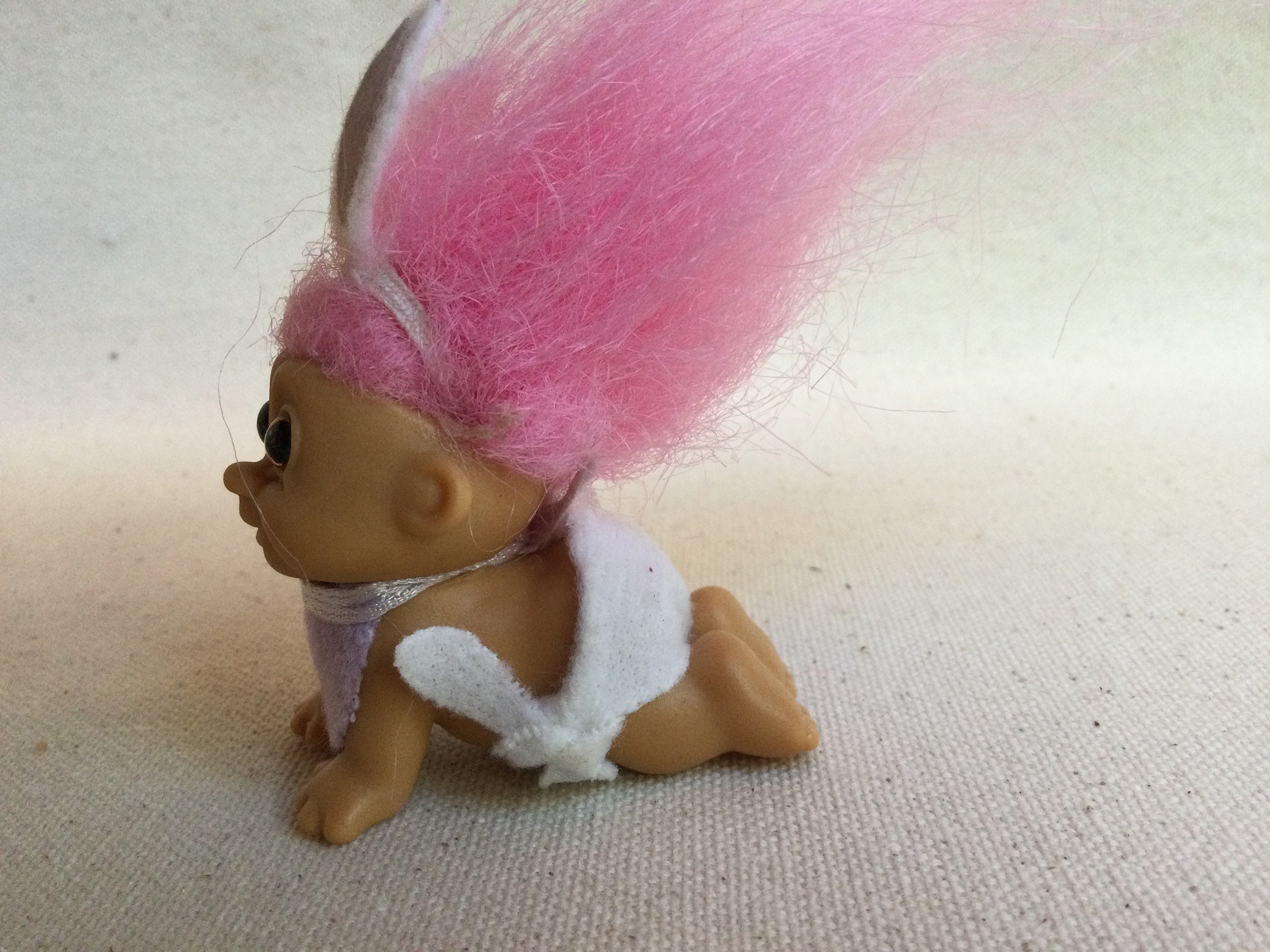 Baby Troll With Bunny Rabbit Ears and Diaper, Pink Hair Baby Troll - Etsy