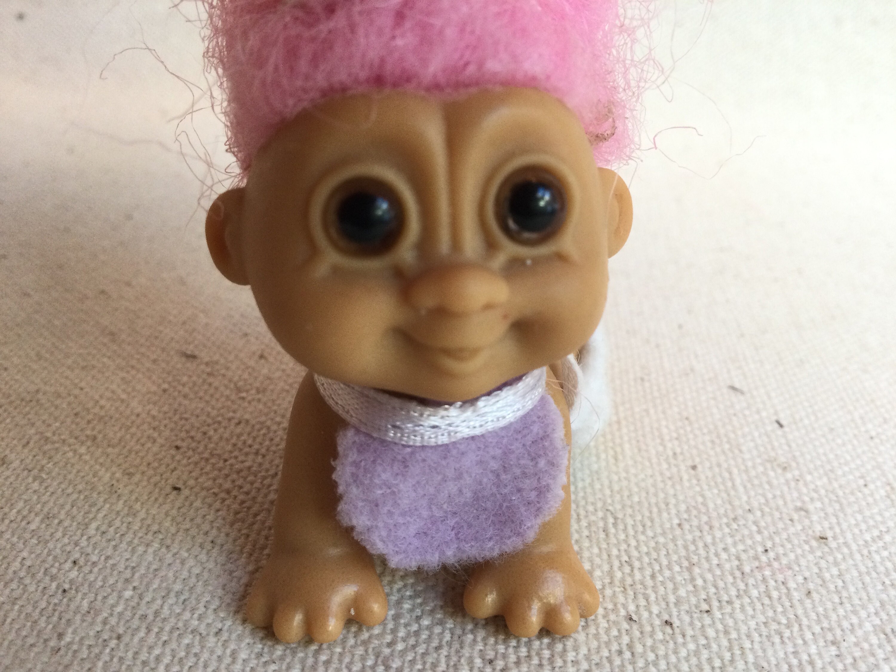 Baby Troll With Bunny Rabbit Ears and Diaper, Pink Hair Baby Troll - Etsy