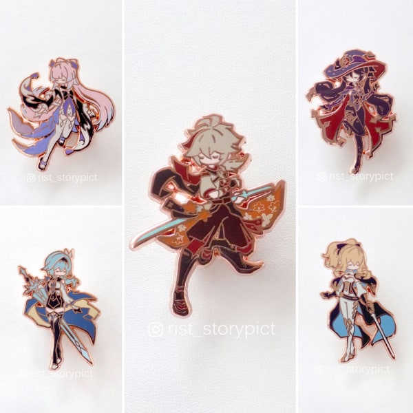 Genshin Impact Cute Characters Hard Enamel Pin- Rose Gold (Part 5)