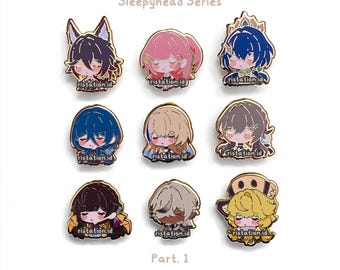 Pin pequeño de esmalte duro con personajes adorables de Honkai Star Rail - Serie Sleepyhead 1