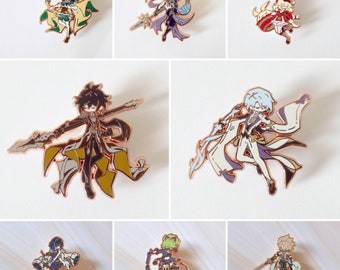 Genshin-impact schattige karakters hard emaille pin - roségoud (deel 4)