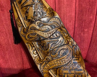 Fläkthållare, vikbart läderhölster för Steampunk, Ren Faire, festivaler och mer!