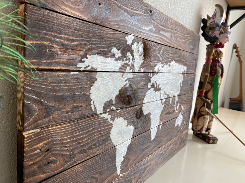 Carte du monde en bois décoration bois world map wood Etsy France
