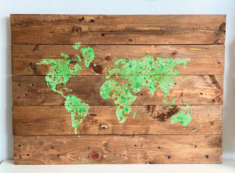 Carte du monde en bois décoration bois world map wood Etsy France